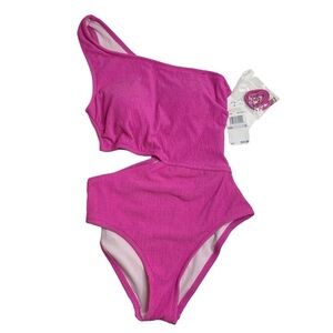 MICHAEL Michael Kors One-Shoulder Side-Cutout Swimsuit Cerise Pink Size 6 New